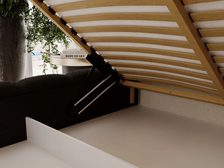 Łóżko tapicerowane z pojemnikiem i stelażem 160x200 Imperial Czarne