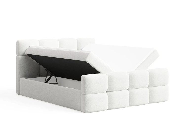 Łóżko kontynentalne z pojemnikiem na pościel 160x200 Rivon Kremowe