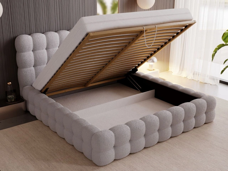 Łóżko tapicerowane z pojemnikiem i stelażem 160x200 Twist Szary