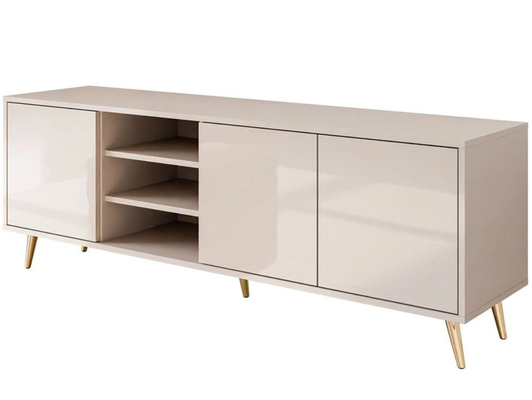 Szafka RTV pod telewizor z drzwiczkami na złotych nogach Vivance Kaszmir połysk