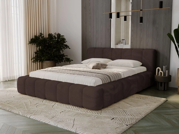 Łóżko tapicerowane z pojemnikiem na pościel 120x200 Ibiza Brązowe