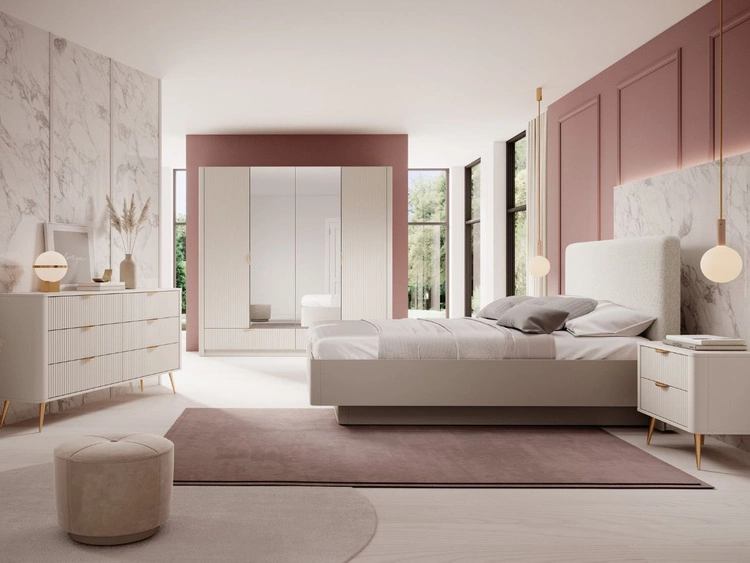 Szafa czterodrzwiowa z drzwiami uchylnymi Latina Beżowa