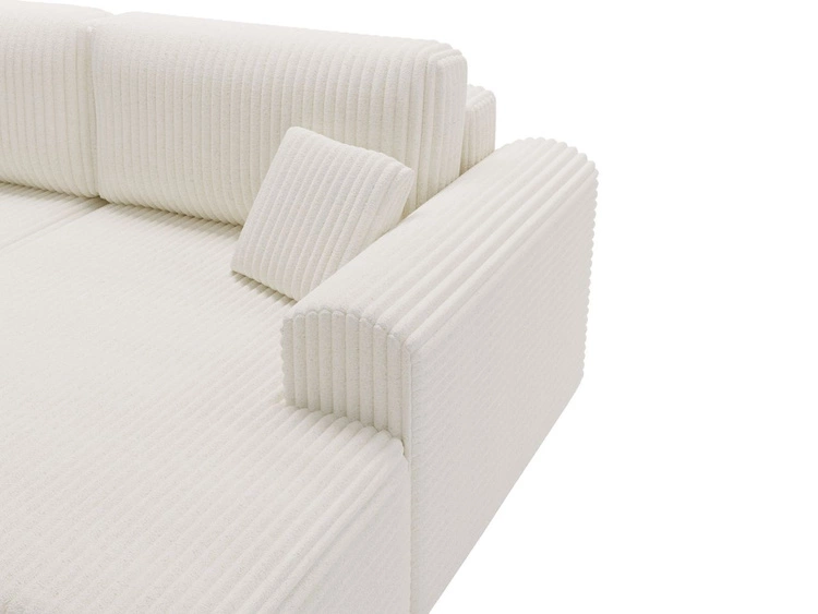 Narożnik z funkcją spania i pojemnikiem Belvio prawy Kremowy