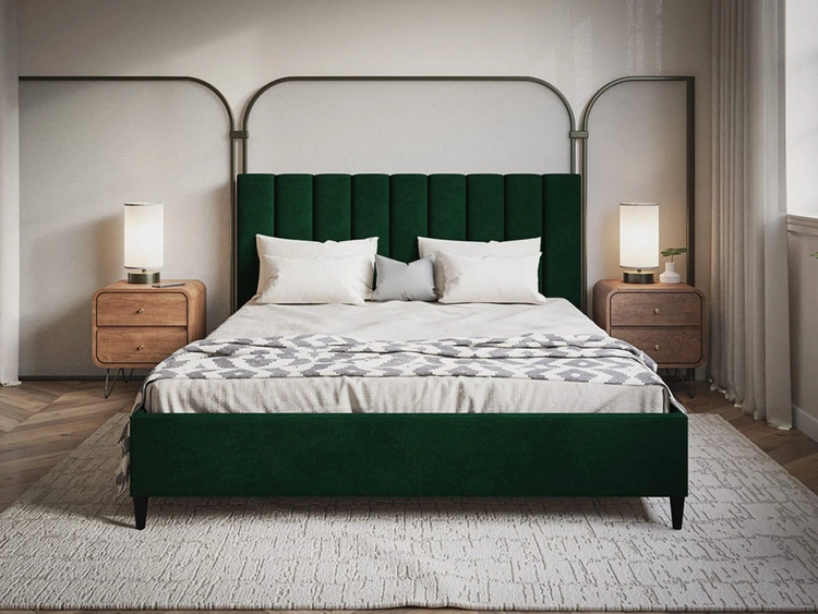 Łóżko tapicerowane ze stelażem 140x200 Snazi Zielony