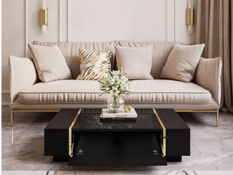 Stolik kawowy w stylu glamour Lunelie czarny połysk