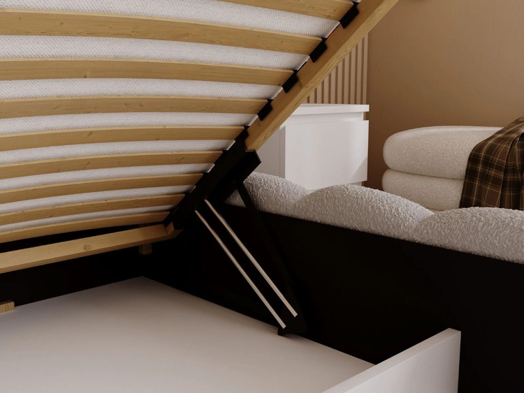 Łóżko tapicerowane z pojemnikiem i stelażem 160x200 Smile Jasnoszare