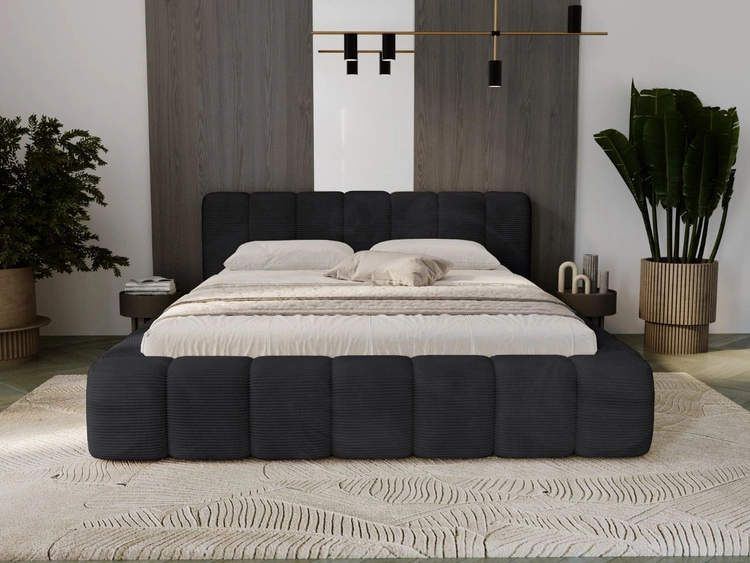 Łóżko tapicerowane z pojemnikiem na pościel 160x200 Ibiza Czarne