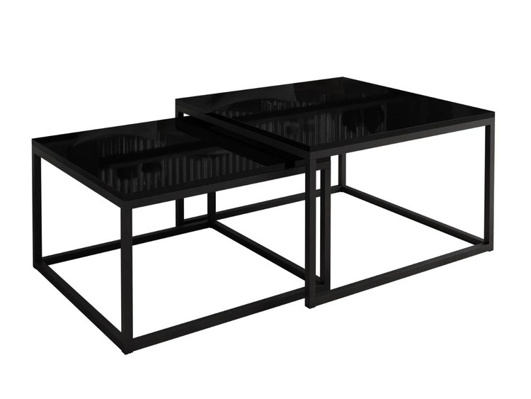 Stolik kawowy na czarnym stelażu Asumi Czarny Połysk 40x46