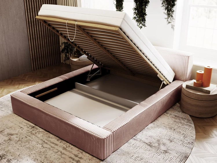 Łóżko tapicerowane z pojemnikiem i stelażem 160x200 Lago Brązowe