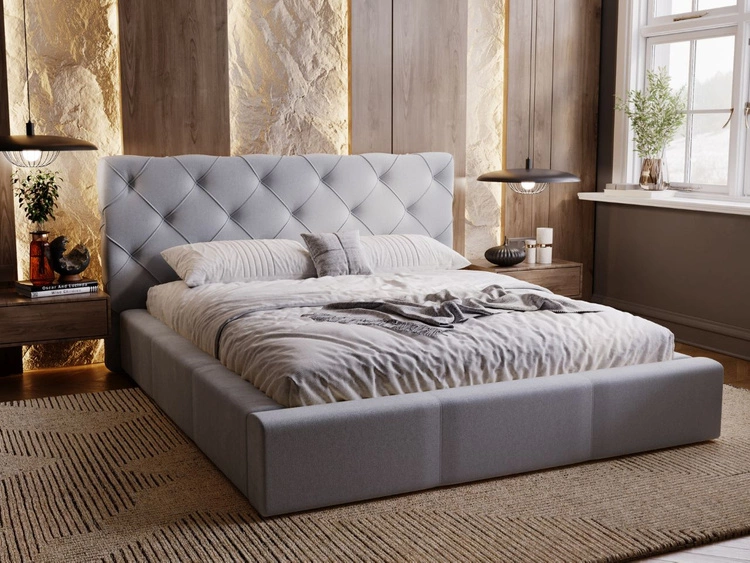 Łóżko tapicerowane z pojemnikiem i stelażem 160x200 Milano Szary