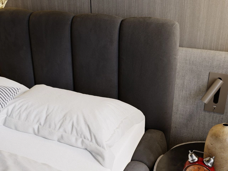 Łóżko tapicerowane z pojemnikiem i stelażem 200x200 Cloud Antracytowe