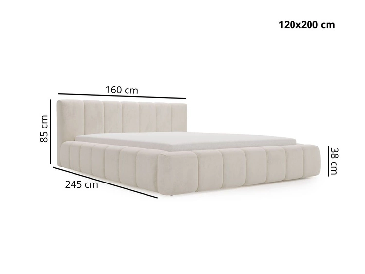 Łóżko tapicerowane z pojemnikiem i stelażem 120x200 Orio Czarny