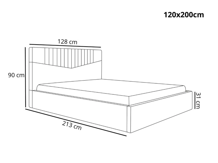 Łóżko tapicerowane z pojemnikiem i stelażem 120x200 Lido Granat