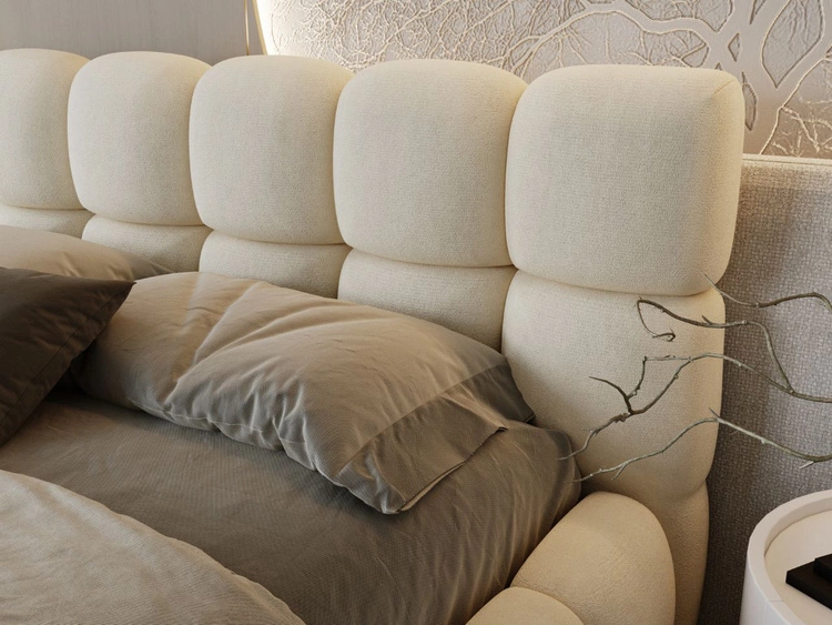 Łóżko tapicerowane z pojemnikiem i stelażem 180x200 Modo Beżowe