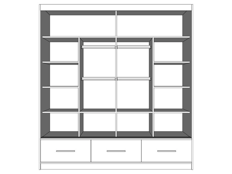Szafa trzydrzwiowa z drzwiami przesuwnymi 203 cm Fiore Szara