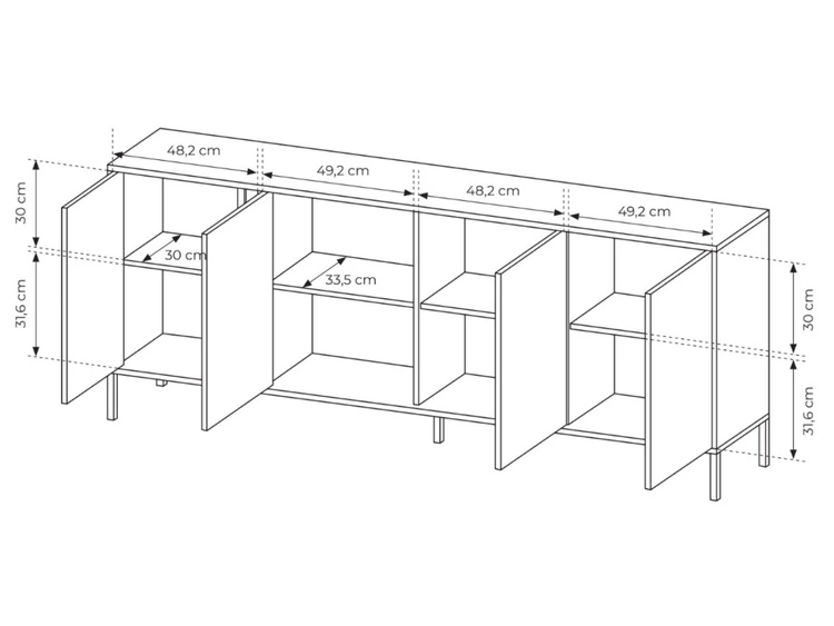 Komoda z drzwiami 203 cm Dego Beżowa