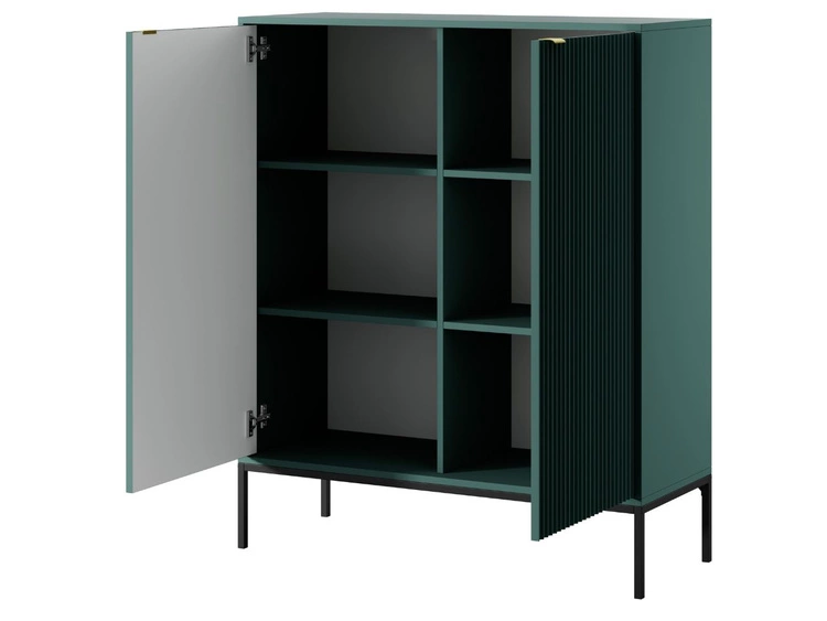 Komoda z drzwiami Amber zielona na czarnych nogach