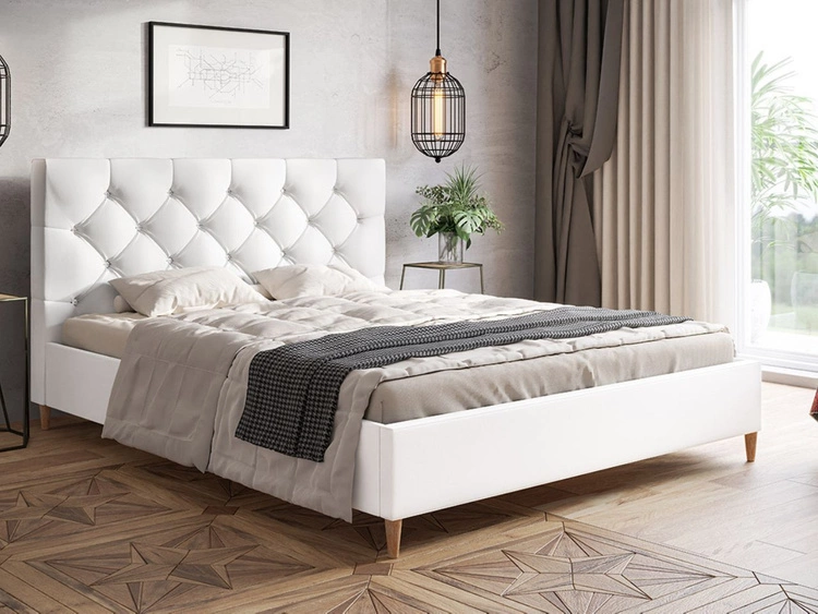 Łóżko tapicerowane ze stelażem 120x200 Tril Białe