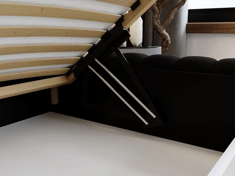 Łóżko tapicerowane z pojemnikiem i stelażem 200x200 Bliss Czarne