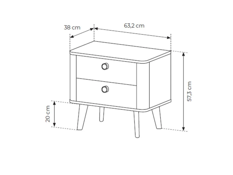 Stolik nocny z dwoma szufladami Bilancio Dąb Barista