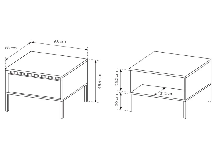 Stolik kawowy z szufladą Sorano Beżowy