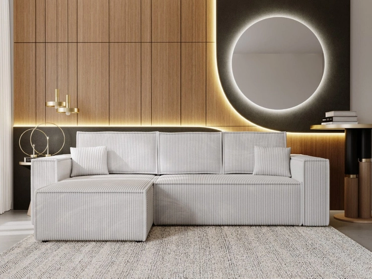 Narożnik L uniwersalny z funkcją spania i pojemnikiem Prato XL Jasny szary