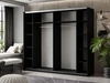 Szafa dwudrzwiowa z drzwiami przesuwnymi i lustrami 244 cm Nuveo Czarny połysk