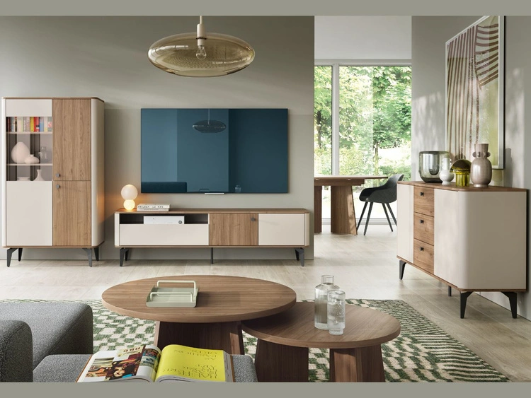 Szafka RTV pod telewizor z szafkami 180 cm Arelis Kaszmir, Orzech Royal