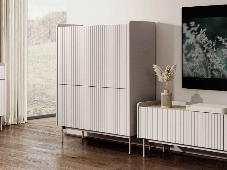 Komoda z drzwiami Abios Beżowy, Dąb Scandi