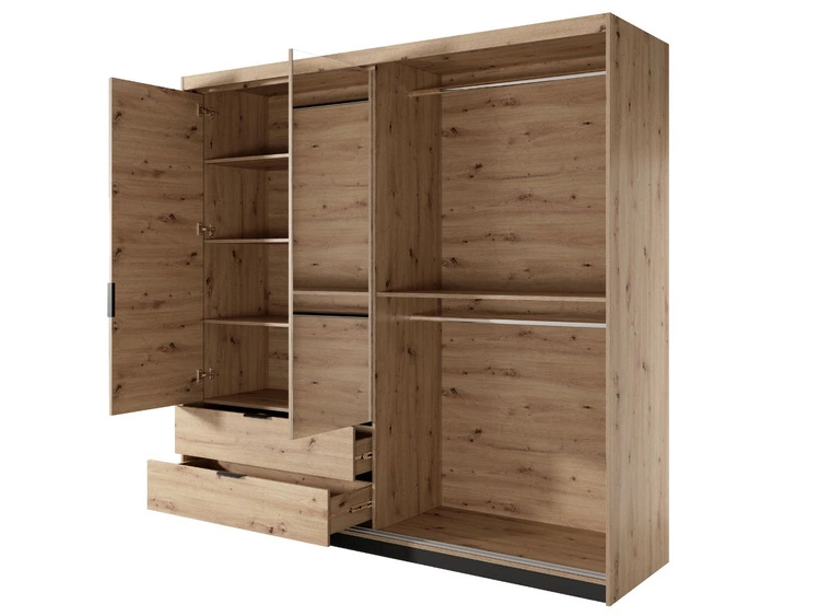 Szafa trzydrzwiowa z lustrem Turia Dąb Artisan i Antracyt