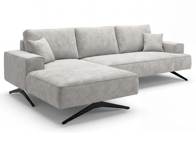 Narożnik L Lewy na metalowych nóżkach Leto szary