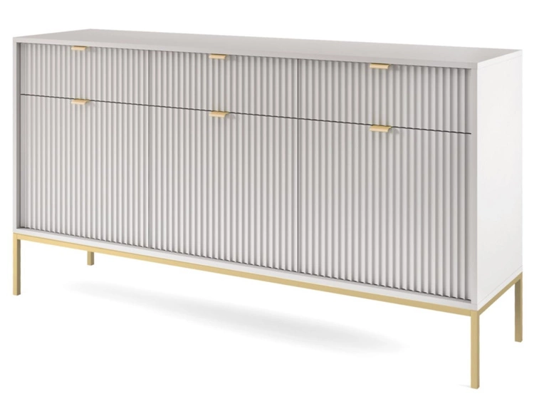 Komoda z drzwiami i szufladami Amber Szary na złotych nogach