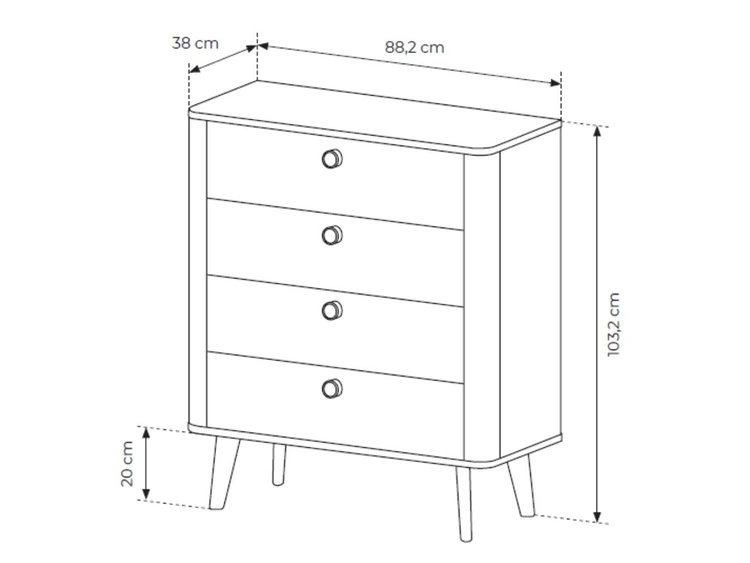 Komoda z czterema szufladami Bilancio Dąb Barista
