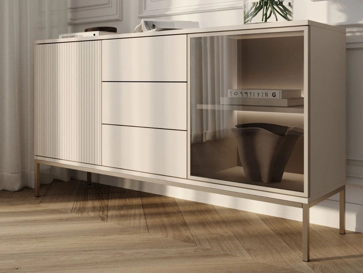 Komoda z drzwiami i szufladami i oświetleniem LED Deo Kaszmirowa