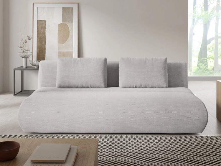 Kanapa z regulowanym oparciem, funkcją spania i pojemnikiem Figo Szara