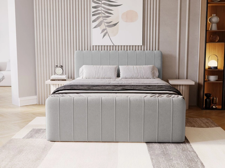 Łóżko kontynentalne z pojemnikiem na pościel 160x200 Osteno Szare