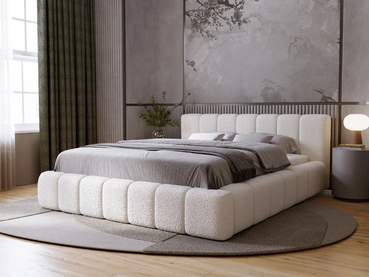 Łóżko tapicerowane z pojemnikiem i stelażem 160x200 Orio Beżowy