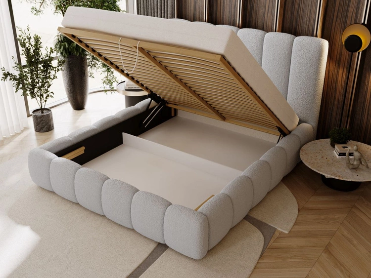 Łóżko tapicerowane z pojemnikiem i stelażem 200x200 Imperial Jasnoszary