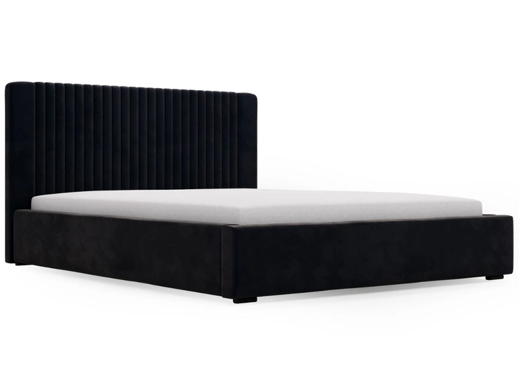 Łóżko tapicerowane z pojemnikiem i stelażem 140x200 Malmo Ciemny niebieski