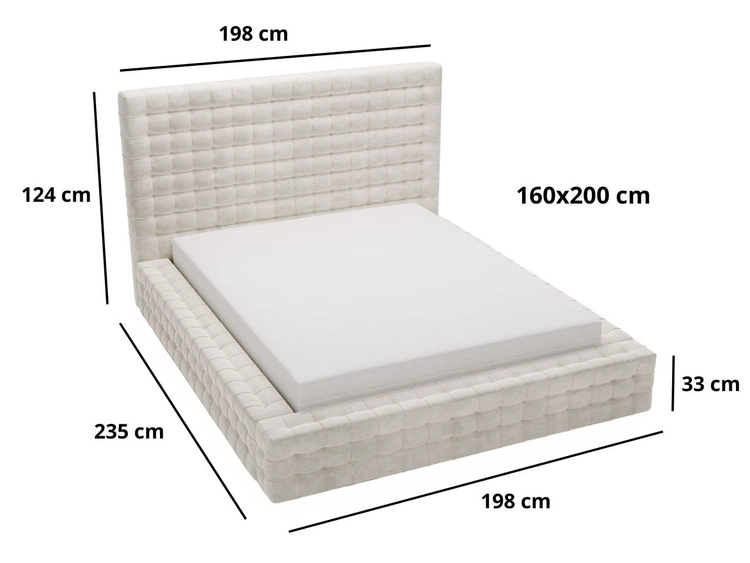 Łóżko tapicerowane z pojemnikiem i stelażem 160x200 Jasnoszare