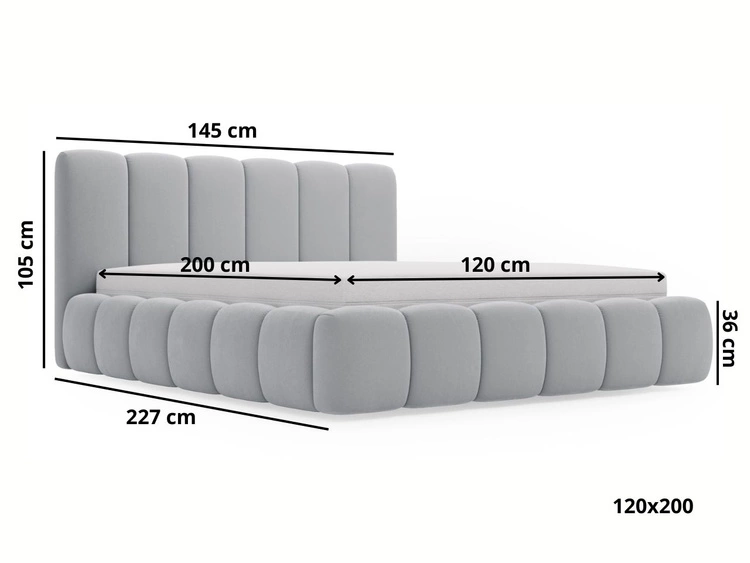 Łóżko tapicerowane bez pojemnika ze stelażem 120x200 Cloud Beżowy