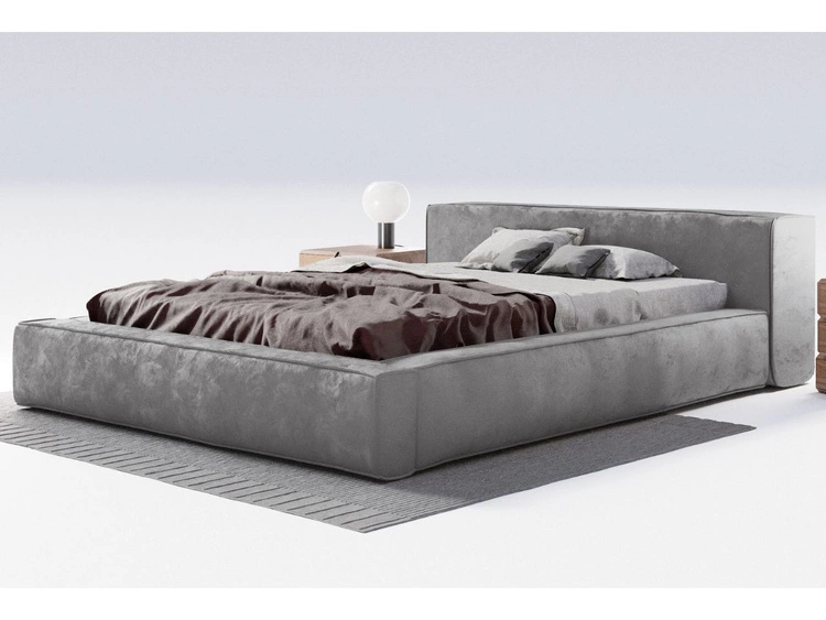 Łóżko tapicerowane z pojemnikiem na pościel i stelażem 120x200 Mali Szary