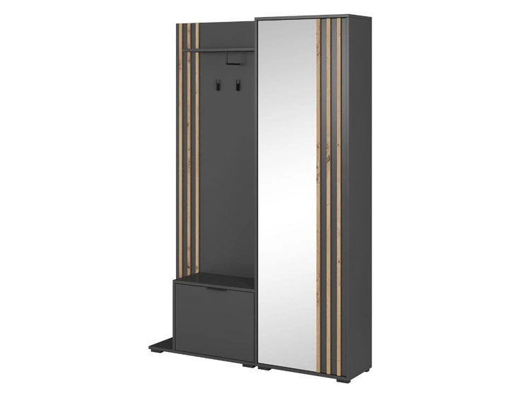 Garderoba z lustrem Macron Grafitowa z lamelami