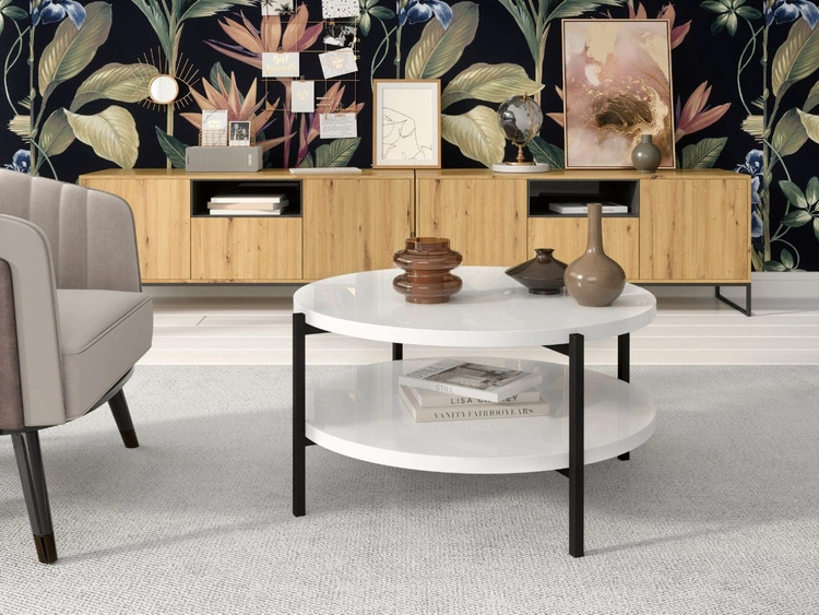 Podwójny stolik kawowy Sevilla Biały połysk