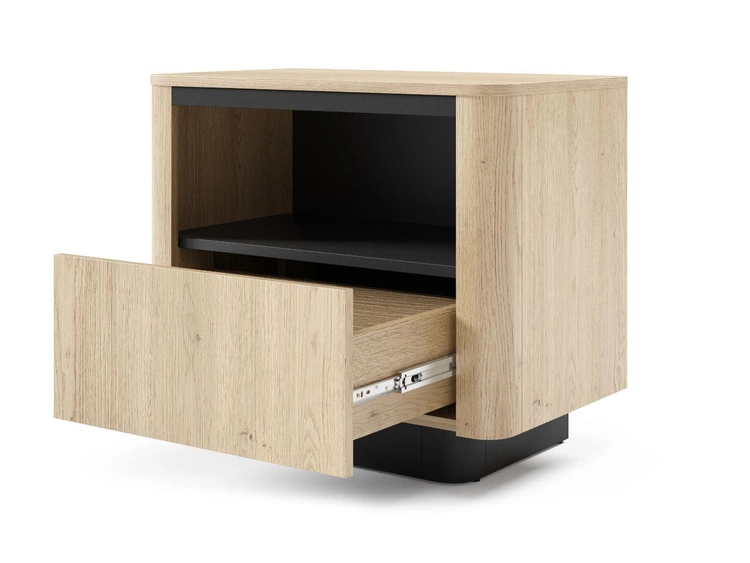 Stolik nocny z szufladą Fascino Dąb Cremona, czarny