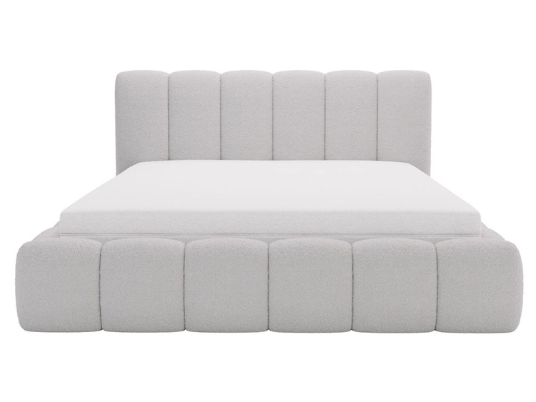 Łóżko tapicerowane bez pojemnika ze stelażem 200x200 Cloud w tkaninie bouclé Jasnoszare