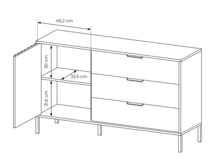 Komoda z drzwiami i szufladami Turia Dąb Artisan, Antracyt
