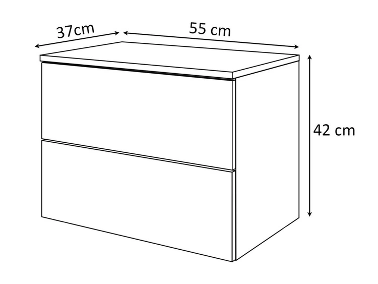 Podwieszany stolik nocny z dwoma szufladami Nuveo Biały połysk