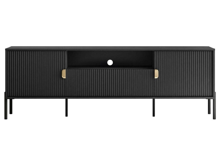 Szafka RTV szeroka dwudrzwiowa z szufladą Orlean czarny mat