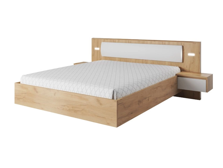 Łóżko drewniane 160 x200 Baffi Dąb Craft Złoty, Biały